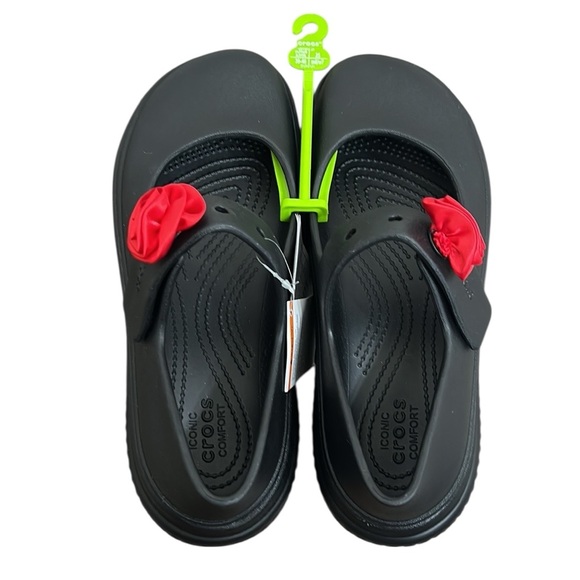 Crocs Stomp Mary Jane Woman’s Size 9 Black Rosette Platform Gothic Punk READ - Picture 3 of 14